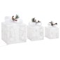vidaXL Caja regalo decorativa Navidad 3 pzas blanca exterior/interior vidaXL Caja regalo decorativa Navidad 3 pzas blanca exterior/interior