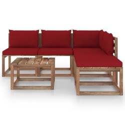 vidaXL Muebles de jardín de palets 6 pzs con cojines madera impregnada