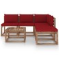 vidaXL Muebles de jardín de palets 6 pzs con cojines madera impregnada vidaXL Muebles de jardín de palets 6 pzs con cojines madera impregnada