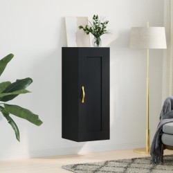 vidaXL Armario de pared madera de ingeniería negro 34,5x34x90 cm