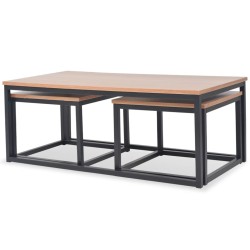 vidaXL Juego de mesas de centro de madera de fresno 3 piezas