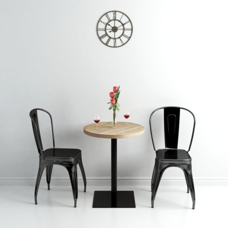 vidaXL Mesa de bar bistró MDF y acero redonda 60x75 cm color roble