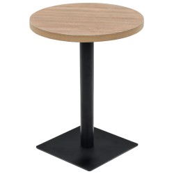vidaXL Mesa de bar bistró MDF y acero redonda 60x75 cm color roble