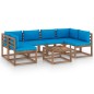 vidaXL Muebles de jardín de palets 7 pzs con cojines madera impregnada vidaXL Muebles de jardín de palets 7 pzs con cojines madera impregnada