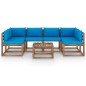 vidaXL Muebles de jardín de palets 7 pzs con cojines madera impregnada vidaXL Muebles de jardín de palets 7 pzs con cojines madera impregnada