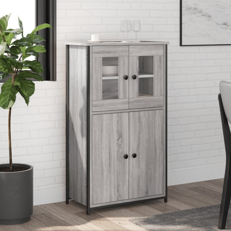 vidaXL Aparador alto madera contrachapada gris Sonoma 62x32x106,5 cm vidaXL Aparador alto madera contrachapada gris Sonoma 62x32x106,5 cm