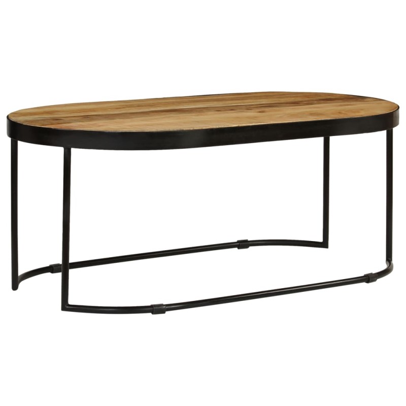 vidaXL Mesa de centro ovalada madera maciza de mango y acero 110 cm vidaXL Mesa de centro ovalada madera maciza de mango y acero 110 cm