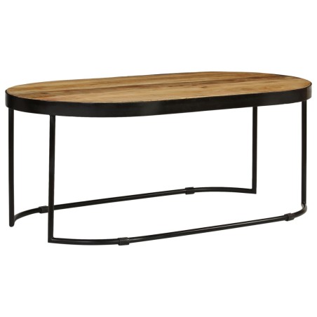 vidaXL Mesa de centro ovalada madera maciza de mango y acero 110 cm