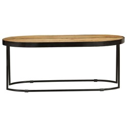 vidaXL Mesa de centro ovalada madera maciza de mango y acero 110 cm