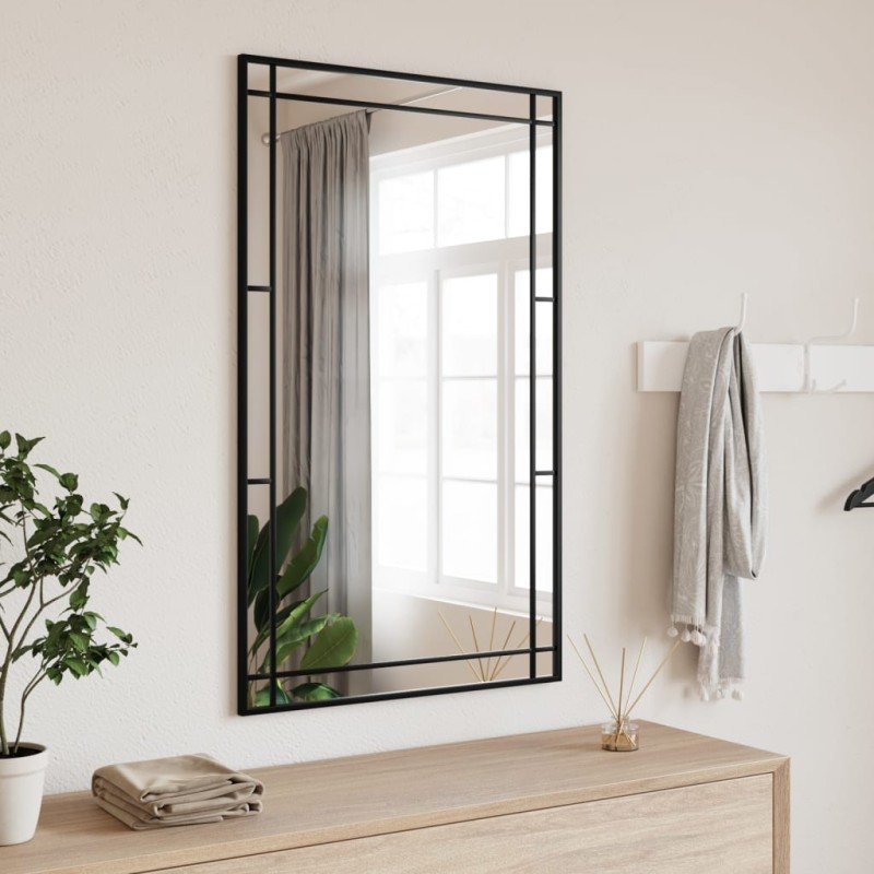 vidaXL Espejo de pared rectangular de hierro negro 60x100 cm vidaXL Espejo de pared rectangular de hierro negro 60x100 cm