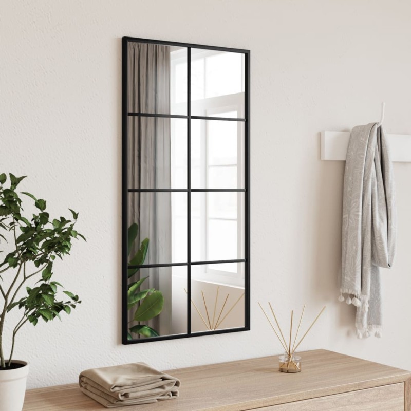 vidaXL Espejo de pared rectangular de hierro negro 40x80 cm vidaXL Espejo de pared rectangular de hierro negro 40x80 cm