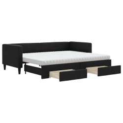 vidaXL Sofá cama nido con cajones tela negro 80x200 cm