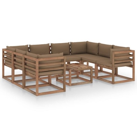 vidaXL Juego de muebles de jardín 9 piezas con cojines taupe