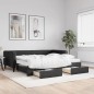 vidaXL Sofá cama nido con cajones tela negro 90x200 cm