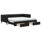 vidaXL Sofá cama nido con cajones tela negro 90x200 cm