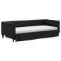 vidaXL Sofá cama nido con cajones tela negro 90x200 cm