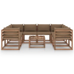 vidaXL Juego de muebles de jardín 9 piezas con cojines taupe