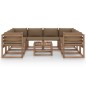 vidaXL Juego de muebles de jardín 9 piezas con cojines taupe vidaXL Juego de muebles de jardín 9 piezas con cojines taupe
