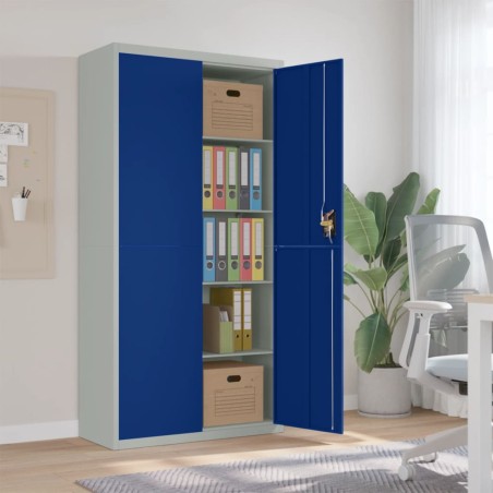 vidaXL Armario archivador de acero gris claro y azul 90x40x180 cm