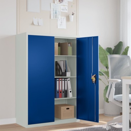 vidaXL Mueble de oficina de metal gris y azul 90x40x140 cm