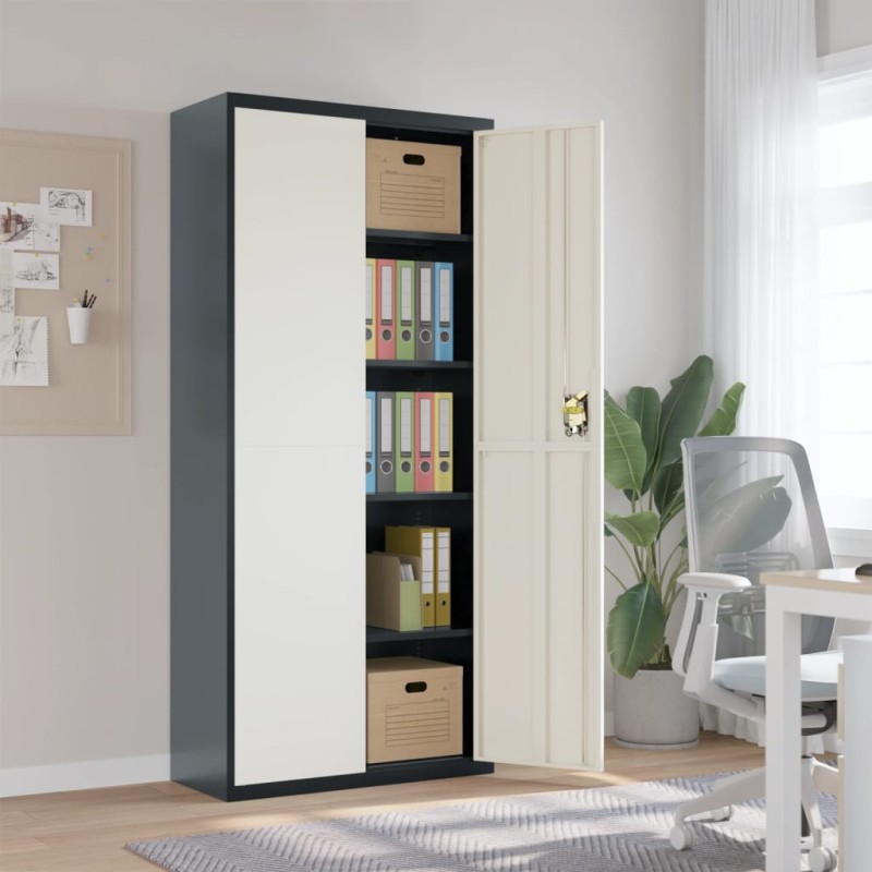 vidaXL Armario archivador de acero gris antracita y blanco 90x40x200cm