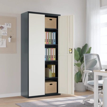 vidaXL Armario archivador de acero gris antracita y blanco 90x40x200cm