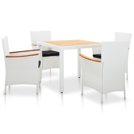 vidaXL Juego de comedor de jardín 5 piezas ratán sintético blanco
