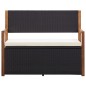 vidaXL Banco de almacenaje ratán sintético madera acacia negro 115 cm vidaXL Banco de almacenaje ratán sintético madera acacia negro 115 cm