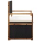 vidaXL Banco de almacenaje ratán sintético madera acacia negro 115 cm vidaXL Banco de almacenaje ratán sintético madera acacia negro 115 cm