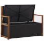 vidaXL Banco de almacenaje ratán sintético madera acacia negro 115 cm vidaXL Banco de almacenaje ratán sintético madera acacia negro 115 cm