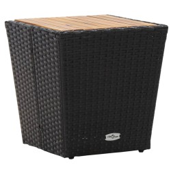 vidaXL Mesa de centro ratán PE y madera maciza acacia 41,5x41,5x43 cm