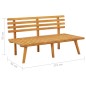 vidaXL Banco de jardín con cojines madera maciza de acacia 115 cm