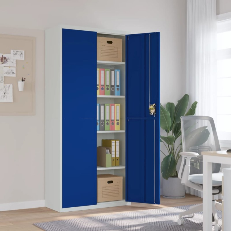 vidaXL Armario archivador de acero gris claro y azul 90x40x200 cm vidaXL Armario archivador de acero gris claro y azul 90x40x200 cm