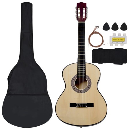 vidaXL Set de guitarra clásica para principiantes 8 piezas 3/4 36"     