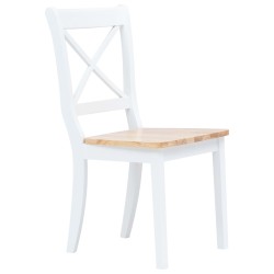vidaXL Sillas comedor 4 uds madera maciza caucho blanco y madera claro