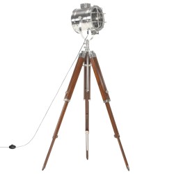 vidaXL Lámpara de suelo con trípode madera maciza de mango 165 cm       