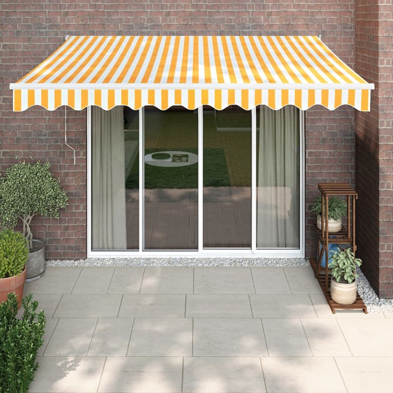 vidaXL Toldo retráctil automático amarillo y blanco 3x2,5 m vidaXL Toldo retráctil automático amarillo y blanco 3x2,5 m