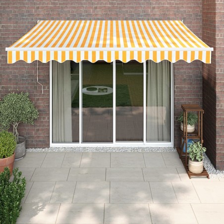 vidaXL Toldo retráctil automático amarillo y blanco 3x2,5 m
