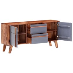 vidaXL Aparador de madera maciza de Sheesham gris 120x30x55 cm