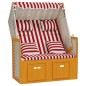 vidaXL Silla Strandkorb con cojines ratán sintético madera rojo blanco vidaXL Silla Strandkorb con cojines ratán sintético madera rojo blanco