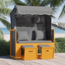 vidaXL Silla Strandkorb cojines ratán sintético madera negro antracita