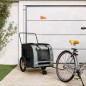 vidaXL Remolque bicicleta para mascotas hierro tela Oxford negro gris