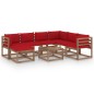 vidaXL Juego de muebles de jardín 8 piezas con cojines rojo vidaXL Juego de muebles de jardín 8 piezas con cojines rojo