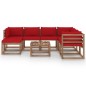 vidaXL Juego de muebles de jardín 8 piezas con cojines rojo vidaXL Juego de muebles de jardín 8 piezas con cojines rojo