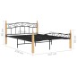 vidaXL Estructura de cama madera maciza roble metal negro 140x200 cm