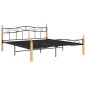 vidaXL Estructura de cama madera maciza roble metal negro 180x200 cm vidaXL Estructura de cama madera maciza roble metal negro 180x200 cm