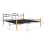 vidaXL Estructura de cama madera maciza roble metal negro 180x200 cm vidaXL Estructura de cama madera maciza roble metal negro 180x200 cm