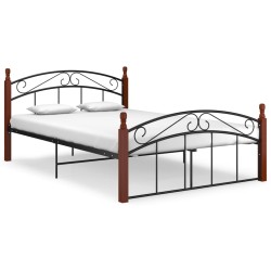 vidaXL Estructura de cama metal y madera maciza de roble 140x200 cm 