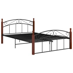 vidaXL Estructura de cama metal y madera maciza de roble 140x200 cm 