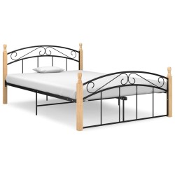 vidaXL Estructura de cama metal y madera maciza de roble 140x200 cm 